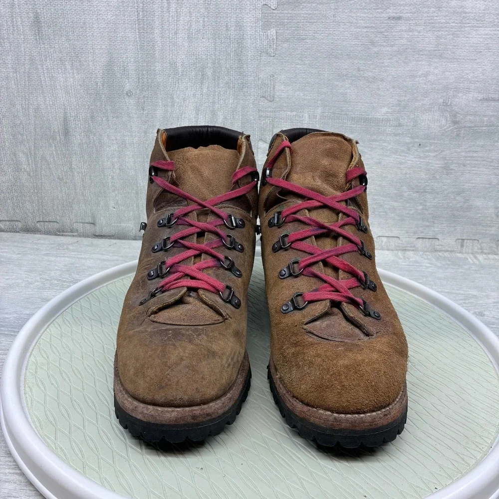 Vintage Hiking Mountaineering Boots Mens 12 Brown Suede Leather Vibram Lug Sole
